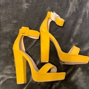 yellow high heels